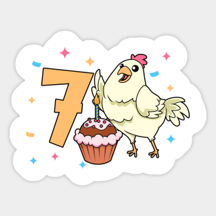 I am 7 with chicken - kids birthday 7 years old Sticker